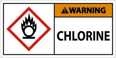 sinal de aviso de ghs de oxidante de cloro no fundo branco vetor