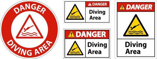 perigo área de mergulho sinal de perigo no fundo branco vetor