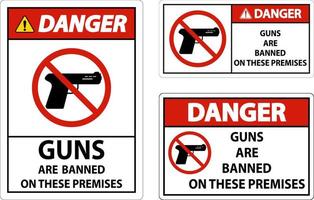 armas de sinal de proibição de perigo, sem sinal de armas no fundo branco vetor