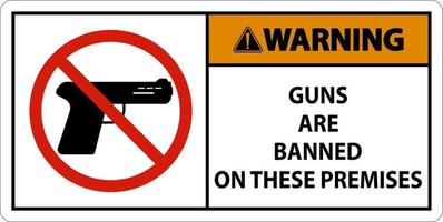 armas de sinal de proibição de aviso, nenhum sinal de armas no fundo branco vetor