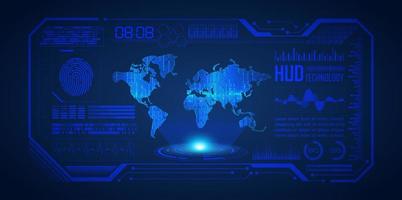 holografia de mapa-múndi moderno em fundo de tecnologia vetor