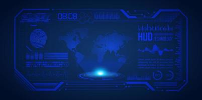 holografia de mapa-múndi moderno em fundo de tecnologia vetor