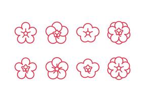 Ícones do conjunto de flores de ameixa vetor