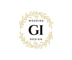 coleção de logotipos de monograma de casamento de letras iniciais gi, modelos modernos minimalistas e florais desenhados à mão para cartões de convite, salve a data, identidade elegante para restaurante, boutique, café em vetor