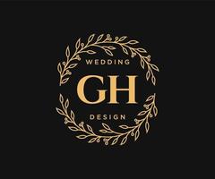 coleção de logotipos de monograma de casamento de letras iniciais gh, modelos modernos minimalistas e florais desenhados à mão para cartões de convite, salve a data, identidade elegante para restaurante, boutique, café em vetor