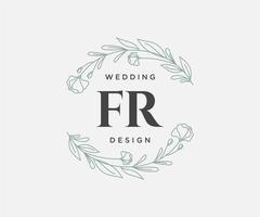 fr coleção de logotipos de monograma de casamento de letras iniciais, modelos minimalistas e florais modernos desenhados à mão para cartões de convite, salve a data, identidade elegante para restaurante, boutique, café em vetor