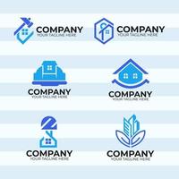 logotipo azul simples para empresa de construção vetor