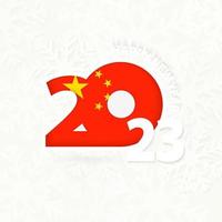 ano novo 2023 para a china em fundo de floco de neve. vetor