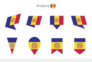 coleção de bandeiras nacionais de andorra, oito versões de bandeiras vetoriais de andorra. vetor