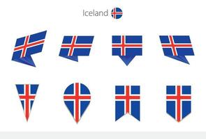 coleção de bandeiras nacionais da Islândia, oito versões de bandeiras vetoriais da Islândia. vetor