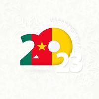 ano novo 2023 para Camarões em fundo de floco de neve. vetor