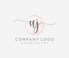 logo feminino inicial uj. utilizável para logotipos de natureza, salão, spa, cosméticos e beleza. elemento de modelo de design de logotipo de vetor plana.