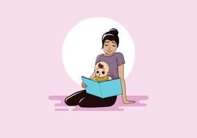 Nanny Reading Book Vector