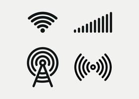 conjunto de ícones da web de sinal sem fio. wi-fi ícones. protegido, anthena, ícones protegidos por senha. vetor