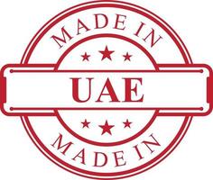 feito no ícone de rótulo dos Emirados Árabes Unidos com emblema de cor vermelha vetor