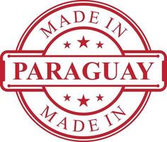 feito no ícone de rótulo do paraguai com emblema de cor vermelha vetor