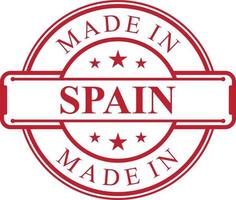 feito no ícone de rótulo de Espanha com emblema de cor vermelha vetor