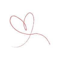 esboço de mão desenhando coração de linha vermelha, rabisco de amor isolado no fundo branco - vetor