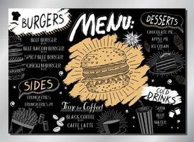 modelo de menu de mesa de hambúrguer vintage vetor