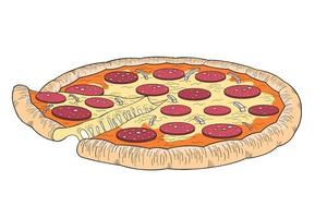 pizza com ilustração de pepperoni vetor