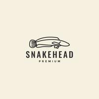 design de logotipo hipster de linhas de cabeça de cobra de peixe vetor