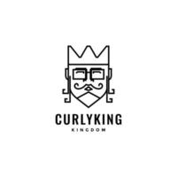 vetor de design de logotipo de mascote inteligente rei encaracolado