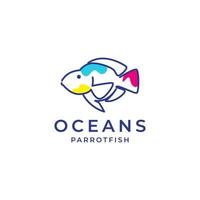 oceano papagaio peixe linhas arte design de logotipo abstrato vetor