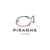 design de logotipo de linhas mínimas de peixe piranha vetor