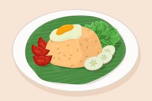 arroz frito desenhado à mão com ovo em desenho vetorial vetor