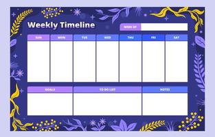 modelo de diário de cronograma semanal vetor
