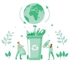 vetor de conjunto plano de reciclagem de lixo