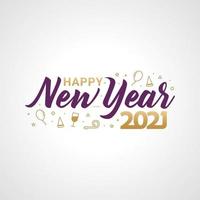 feliz ano novo 2021 tipografia para cartão comemorativo vetor
