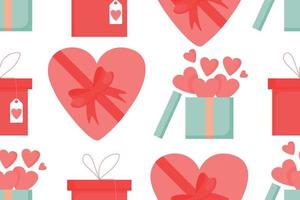 bonito doodle amor caixas de presente com padrão de corações. ilustração vetorial desenhada à mão vetor
