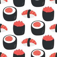 sushi japonês em estilo desenhado à mão. comida asiática para menu de restaurantes vetor