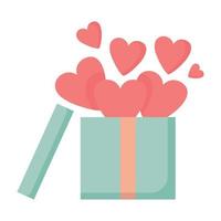 doodle bonito amor caixa de presente com corações. ilustração vetorial desenhada à mão vetor