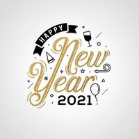 feliz ano novo 2021 tipografia para cartão comemorativo vetor