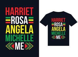 ilustrações de harriet rosa angela michelle me para design de camisetas prontas para impressão vetor