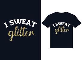 eu suo ilustrações de glitter para design de camisetas prontas para impressão vetor