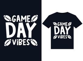 ilustrações de vibes do dia do jogo para design de camisetas prontas para impressão vetor