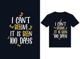 eu não acredito que já se passaram 100 dias de ilustrações para design de camisetas prontas para impressão vetor