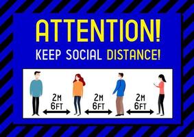 cartaz sobre como manter distância social vetor