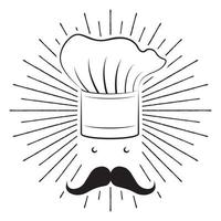 cozinhe com um bigode - ilustração de contorno vetor
