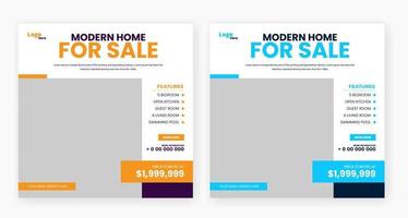 design de modelo de postagem de mídia social de venda de casa imobiliária vetor