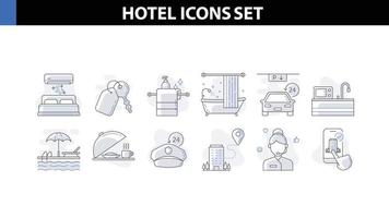 conjunto de ícones do hotel ilustração vetorial vetor
