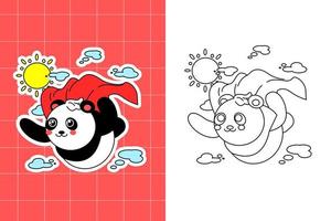 página para colorir da família panda para criança vetor
