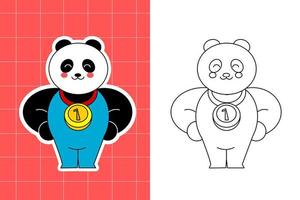 página para colorir da família panda para criança vetor