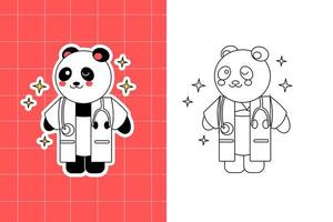 página para colorir da família panda para criança vetor