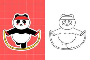 página para colorir da família panda para criança vetor