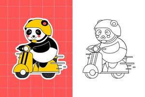 página para colorir da família panda para criança vetor