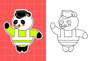 página para colorir da família panda para criança vetor